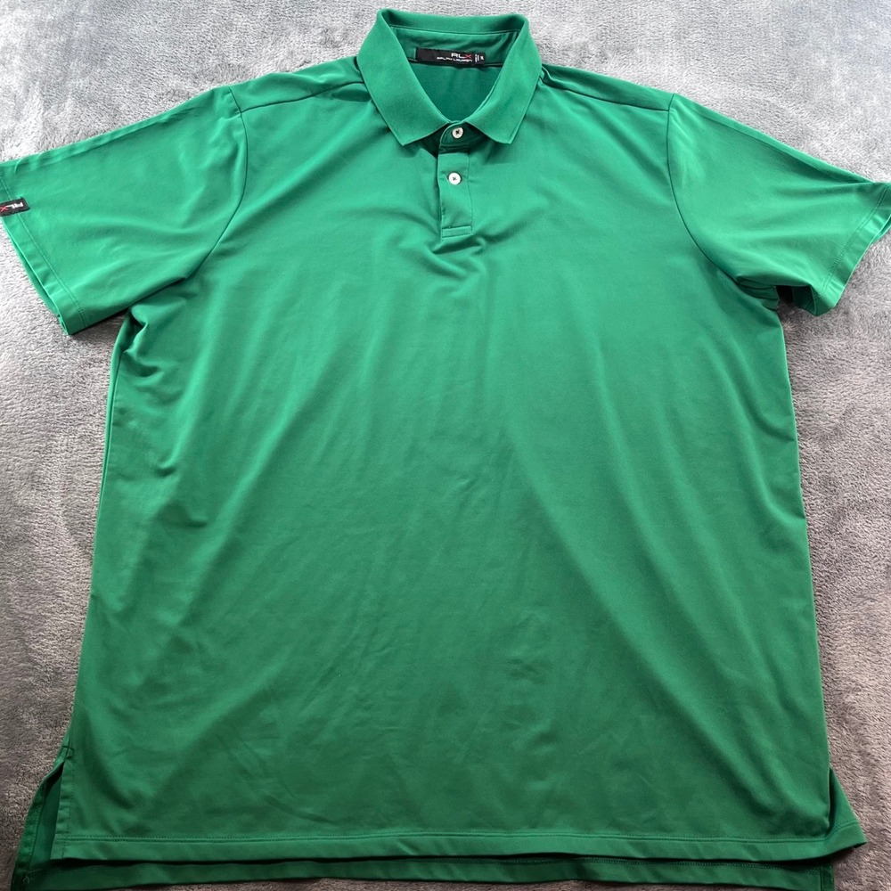 RLX Ralph Lauren Mens XL Green Performance Golf Polo Shirt Short Sleeve Stretch
